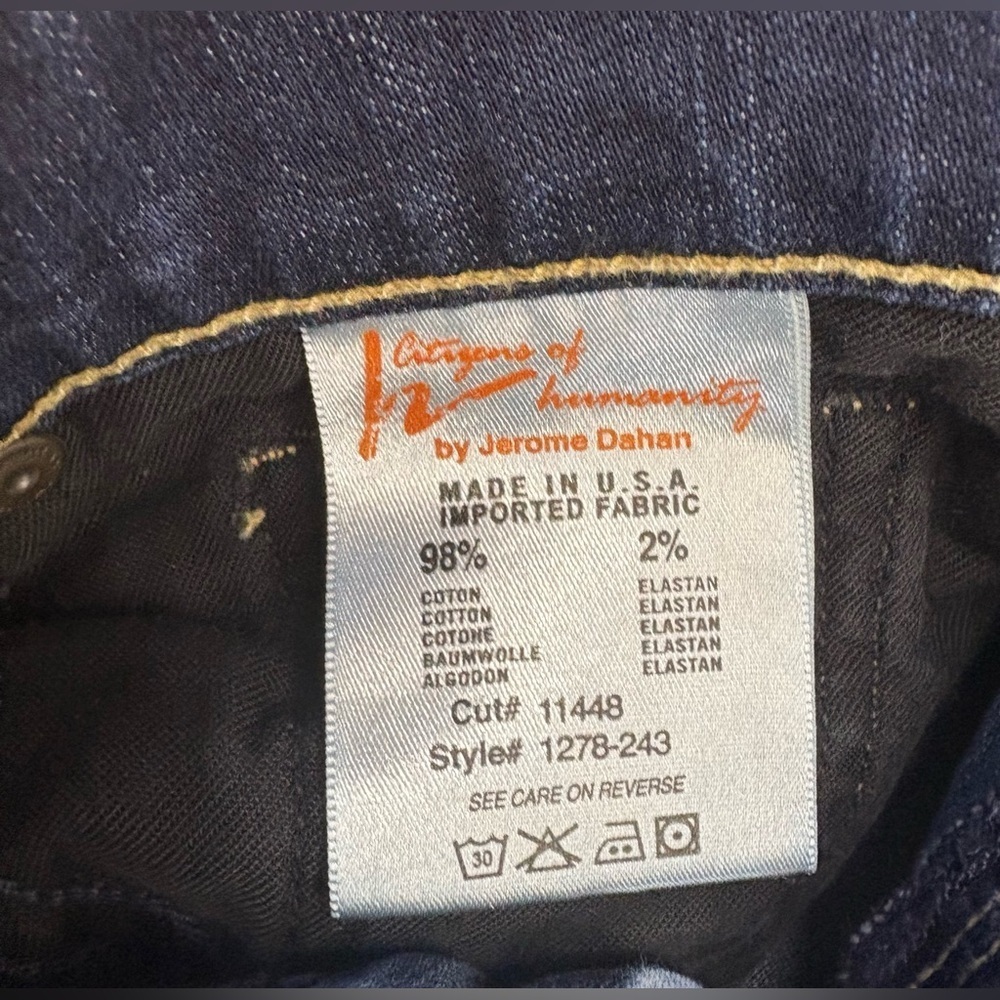 Citizens of Humanity Low Rise Dark Wash Jeans Size 29 - Picture 8 of 11